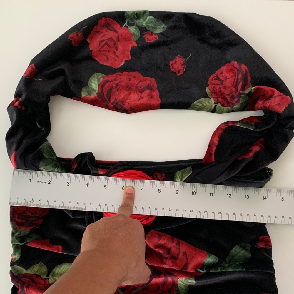 For Love & Lemons | Bianca Mini Dress Black Red Floral Velvet Size M - Like New - Picture 13 of 16